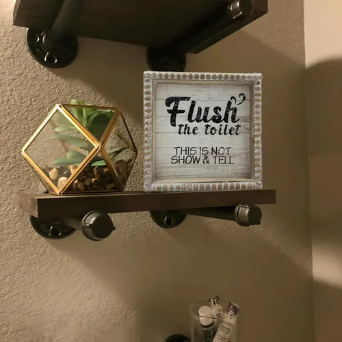 Miniatura 3 de Letreros de decoración de baño con marco de madera estilo bohemio, divertida placa decorativa para baño, pequeña y bonita, decoración de estante