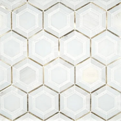 Miniatura 36 de MSI Verona Patrón Dorado 12 pulg. x 12 pulg. Azulejo de Mosaico de Mármol Montado en Malla para Pared de Baño, Piso, Salpicadero de Cocina y Verona
