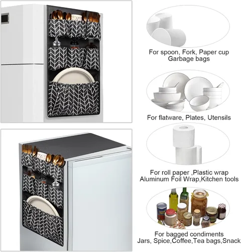 Miniatura 5 de Mini organizador de refrigerador de 65 x 12.6 pulgadas, mini organizador para refrigerador con 15 bolsillos grandes, almacenamiento sobre