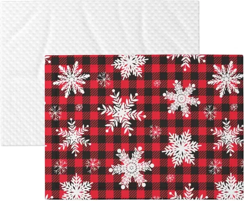 Miniatura 7 de Manta de felpa para mascotas, diseño de copos de nieve de Navidad, diseño de pata 3D, diseño de huellas de búfalo negro y rojo, manta suave