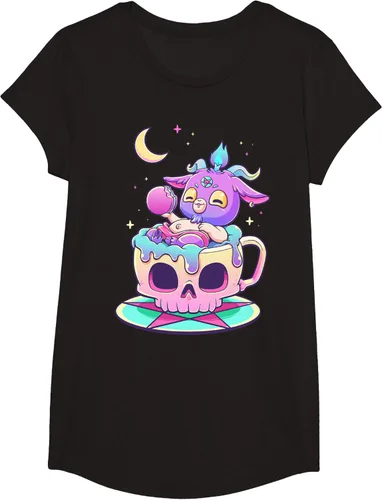 Miniatura 3 de Kawaii Pastel Goth Cute espeluznante Pentáculo Baphomet - Camiseta de cabra, Negro