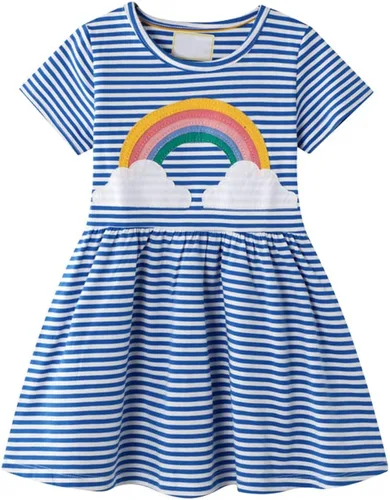 Miniatura 3 de Vestidos casuales para niñas pequeñas, paquete de 2 unidades, de algodón, manga larga, cuello redondo, gráficos, de dibujos animados, para 3 a 6 años