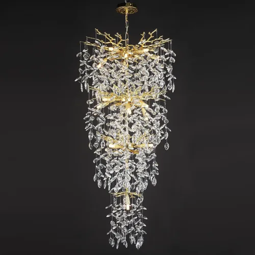 Miniatura 19 de YUYI Lámpara colgante de cristal de 8.3 pulgadas para isla de cocina, modernos candelabros de rama de árbol dorados, lámpara colgante redonda
