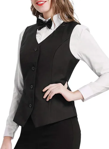 Miniatura 5 de GRACE KARIN Chaleco de traje elegante con cuello en V para mujer, ajustado, con botones, para oficina