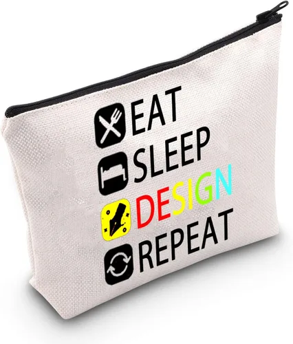 Miniatura 8 de MEIKIUP Regalo de diseñador Comer Dormir Diseño Repetir Maquillaje Bolsa Regalo para Diseñador de Interiores Diseñador Gr, Design Repeat Bag Negro