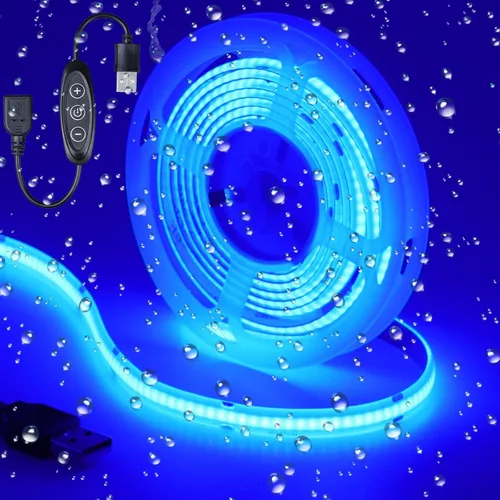 Miniatura 17 de DC 5V USB COB Tira de luz LED verde regulable IP65 resistente al agua alimentada por USB 6.6 pies/2M 640LEDs con regulador de brillo alto cinta