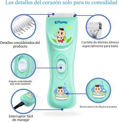 Miniatura 3 de ENSSU Cortapelos para bebés, cortapelos inalámbrico para niños con pantalla LED, kit de corte de pelo de bebé con hoja segura para la piel