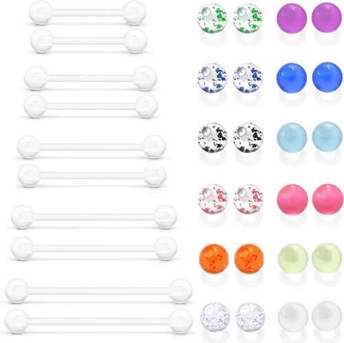 Miniatura 5 de 6mm-38mm 14G 16G Anillos de pezón transparentes de plástico para lengua, aretes industriales para cirugía, embarazo, ombligo, anillo de bioflex