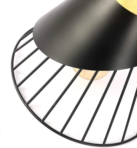 Luces colgantes negras para cocina, paquete de 2, lámparas colgantes de iluminación industrial moderna, cúpula de madera, luces colgantes de techo
