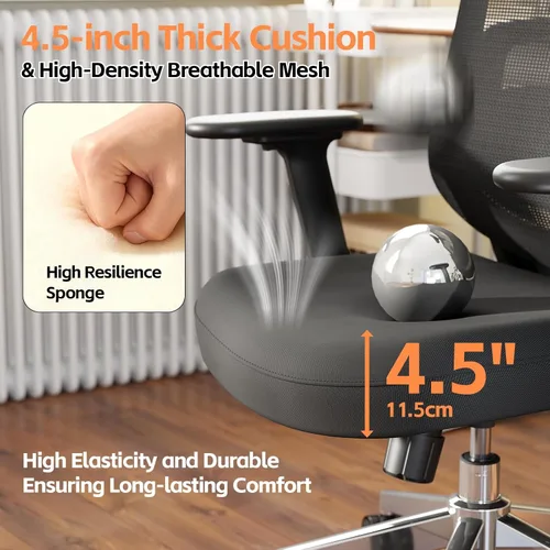 Miniatura 6 de Silla de oficina ergonómica, sillas de escritorio de oficina en casa, silla de escritorio con respaldo alto 3D, cómoda silla de computadora y silla