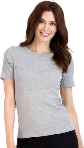 Miniatura 2 de Lucky Brand Camiseta para mujer, paquete de 3 camisetas de algodón elástico con cuello redondo y manga corta acanaladas, camisetas básicas sólidas