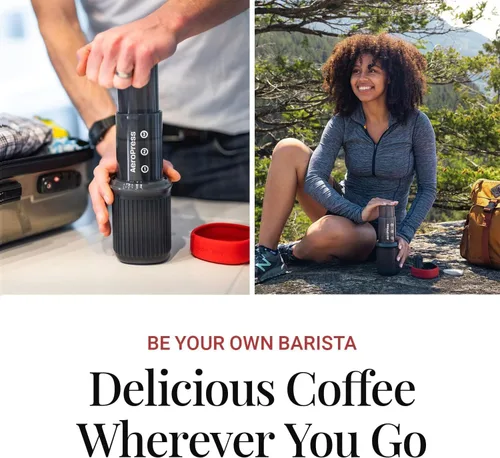 Miniatura 2 de AeroPress Go, Kit Extra Pequeño de Cafetera Portátil, para Viaje, Senderismo y Camping, Prensa Francesa Todo en Uno, Vertidor y Cafetera Manual Gris