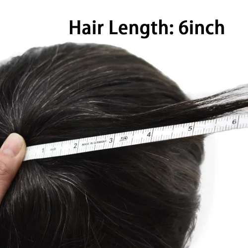 Miniatura 7 de Toupee Hair System For Men Real Human Hair Swiss Lace Mens Toupee Men Hair Replacement System Natural Hairline Mens Hairpieces 6X8"-80% light
