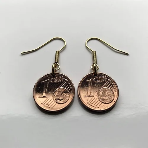 Miniatura 6 de España Spain 1 Euro Cent coin earrings Santiago de Compostela cathedral apostle Lugo Way of Saint James the Great Catholic church Iglesia Camino