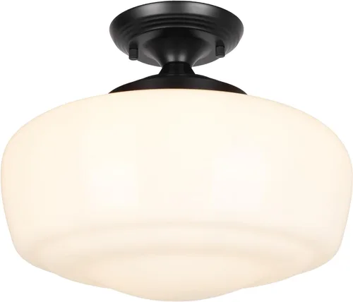Miniatura 15 de Lámpara de techo estilo casa escolar semiempotrada con bombilla regulable y control remoto, lámpara de techo moderna dorada de 12" con pantalla