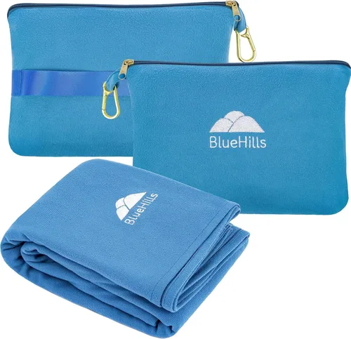Miniatura 19 de BlueHills Mantas de Viaje Ultra Compactas para Dos con Estuche de Transporte Portátil Estuche Mantas de Avión Grandes de Felpa Suave Premium Paquete