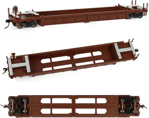 Miniatura 3 de Evemodel C8749 HO Scale 40ft Well Car 1:87 Fondo cóncavo 40' Carro de coche plano (3pcs - marrón)