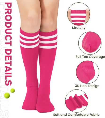 Miniatura 2 de Komorebi Calcetines altos hasta la rodilla para mujer, a rayas, atléticos, para deportes al aire libre, medias altas hasta el muslo