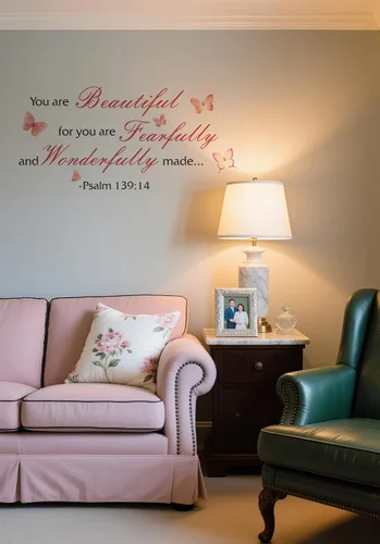 Miniatura 2 de Calcomanías de pared de mariposas coloridas con versículo bíblico, Salmo 139:14, calcomanías de pared cristianas, You are Beautiful for You are