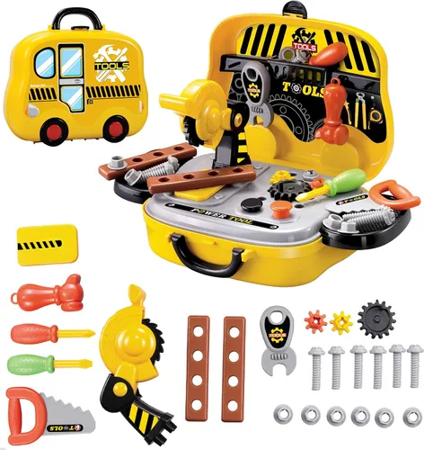 Toy Chef Juego de herramientas de simulación para niños, destornilladores, martillo, llave, tornillos y más herramientas manuales para niños y