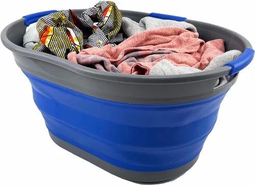 Miniatura 7 de SAMMART Cesta plegable de plástico para la ropa sucia de 25 L (6.6 galones) - Contenedor/organizador plegable - Tina de lavado portátil - Cesto que