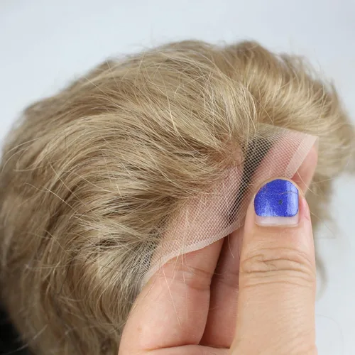 Miniatura 9 de Extensiones para cabello humano para hombres, 10 × 8 pulgadas, sistema de reemplazo de cabello de piel fina, monofilamento, base nº 2 (#21)