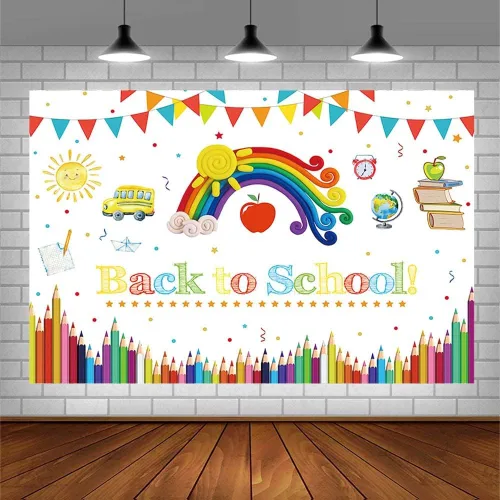Miniatura 3 de SENDY - Telón de fondo de fotografía para el regreso a clases, 7 x 5 pies, decoración para el primer día de fiesta, para estudiantes, maestros