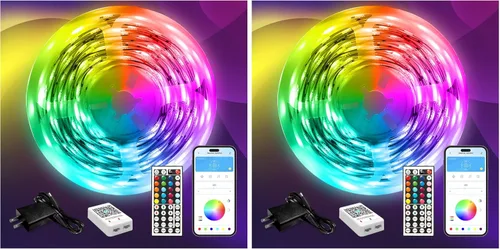 Miniatura 7 de DAYBETTER - Luces LED de 65.6 pies, tira de luces LED RGB 5050 flexibles que cambian de color, 2 rollos de luces LED de 32.8 pies para decoración