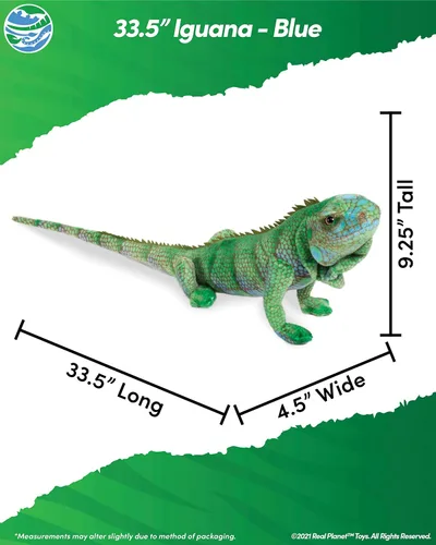 Miniatura 2 de Real Planet Animal de peluche de iguana de 30 pulgadas, lagarto realista de iguana azul para niños, más de 2 pies de largo, animales salvajes