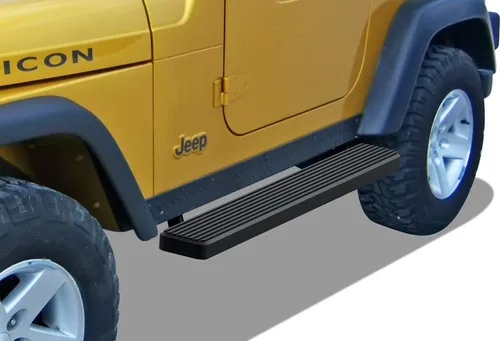 Miniatura 8 de APS iArmor Escalones Laterales de Acero Inoxidable para Jeep Wrangler 1987-2006 (Resistente, Recubierto en Polvo Negro)
