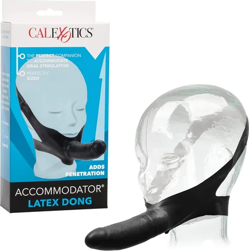 CalExotics Original Accommodator Pene de látex - Correa manos libres en la sonda para parejas - Consolador para adultos Juguetes sexuales - Negro