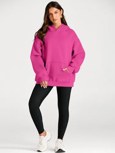 Miniatura 17 de Trendy Queen - Sudaderas extragrandes con capucha para mujer, suéteres de manga larga, sin botones, de vellón, de otoño, ropa de invierno