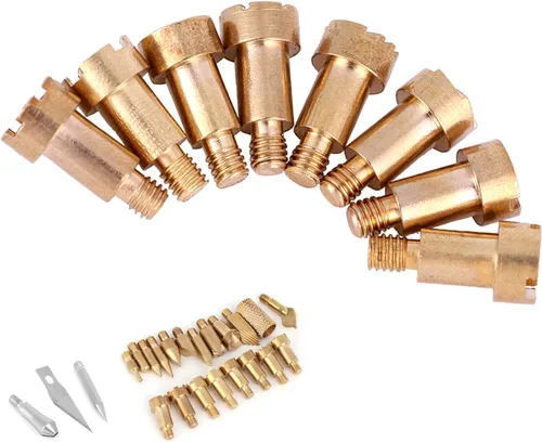 Miniatura 2 de Puntas para quemar madera, 23 puntas de pluma de leña artesanal, puntas de bolígrafo de latón para soldar, plantilla, pirografía de soldadura