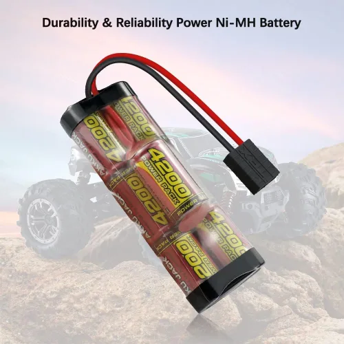 Miniatura 4 de melasta Batería NiMH de 8.4V 4200mAh Hump adecuada para Tracxas RC Racing Car Truck Boat Tank RC Hobby, batería recargable RC Nimh de 7 celdas