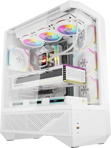Miniatura 12 de darkFlash DY460 ATX Caja de PC Gaming Full-Tower, alto flujo de aire, 4×ventiladores ARGB PWM incluidos, vidrio templado de vista completa de 330°