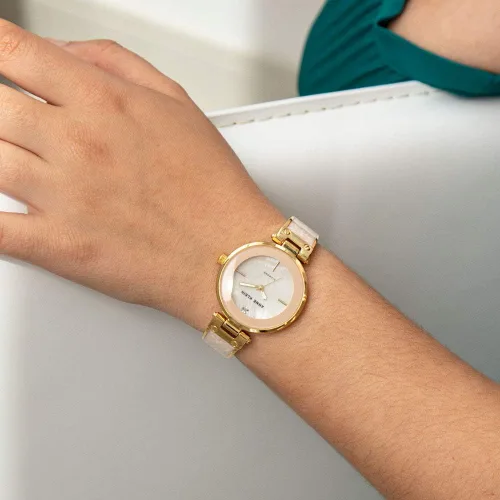 Miniatura 3 de Anne Klein - Reloj de brazalete con esfera de diamante auténtico para mujer Rosa claro / Dorado