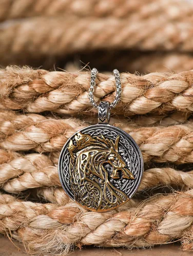 Miniatura 2 de HAQUIL Fenrir Wolf Necklace, Norse Wolf Fenrir Ragnarok Pendant,Viking Jewelry Gift for Men and Women