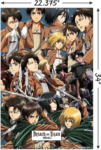 Miniatura 3 de Trends International Attack on Titan - Póster de pared, 22.375 x 34 pulgadas, póster y paquete de montaje Paquete de póster y montaje