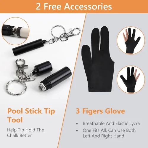 Miniatura 3 de Taco de piscina con estuche, palo de taco de piscina de fibra de vidrio de 0.504 in, kit de taco de piscina, juego de taco de piscina profesional