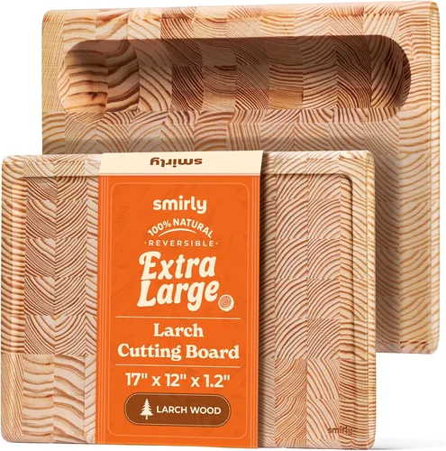 Miniatura 11 de SMIRLY - Tabla de corte grande de acacia para cocina: tabla de cortar de madera grande con ranura para jugos, tablas de cortar de madera para 15