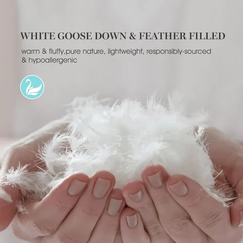 Miniatura 3 de Martha Stewart Edredón de plumón de ganso blanco y plumas, tamaño King, cálido para todas las estaciones, relleno de edredón esponjoso con pestañas