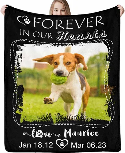 Artsadd Manta de memoria personalizada, regalo personalizado con imagen de perro, manta conmemorativa, regalo de condolencias para amantes de los
