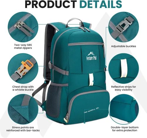 Miniatura 9 de Venture Pal 35L Ultraligero Ligero Plegable Plegable Viaje Camping Senderismo Deportes al aire libre Mochila Daypack