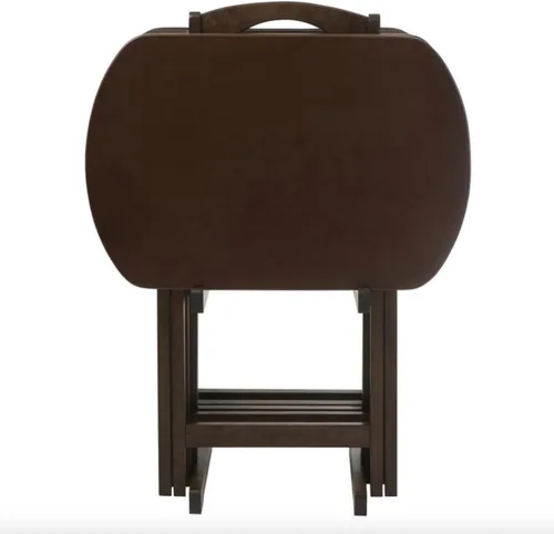 Miniatura 3 de Juego de 4 bandejas de TV grandes, mesas plegables con soporte de madera, de gran tamaño, portátil, resistente