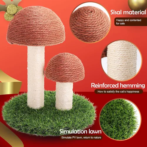 Miniatura 4 de PowerKing Poste rascador de hongos para gatos, poste rascador de garra de 15 x 12 pulgadas para gatito, poste rascador de sisal natural para gatos