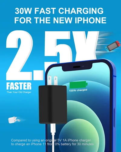 Miniatura 2 de Cargador USB C - Cargador de pared USB NANAMI de 30 W PD3.0 Bloque de carga rápida para iPad Pro/Air/Mini, adaptador de carga para iPhone 17/17