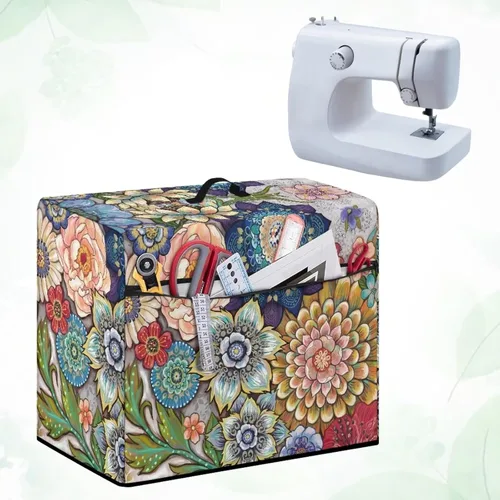 Miniatura 4 de Funda para máquina de coser con estampado floral, estilo bohemio, resistente a las manchas, ligera, impermeable, cubierta antipolvo con bolsillos