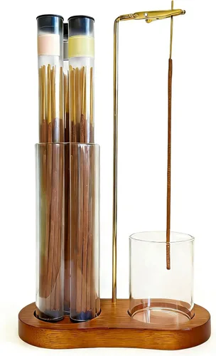 Miniatura 7 de Soporte de incienso de vidrio, soporte para quemador de incienso con almacenamiento, soporte de incienso para colgar boca abajo para palos