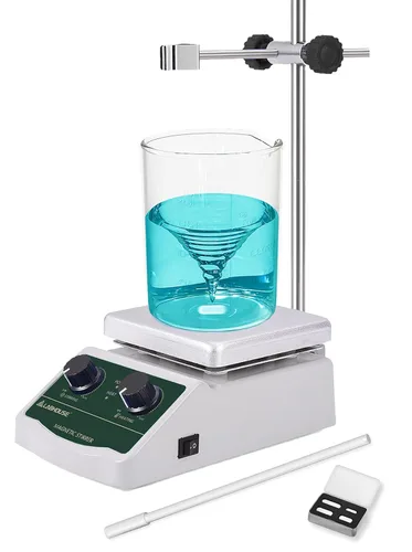 Placa de Agitación Magnética Calentada 300℃/ 572℉ 2L Mezclador Calentado 2000RPM para Laboratorio con Soporte, Juego de Agitador Magnético