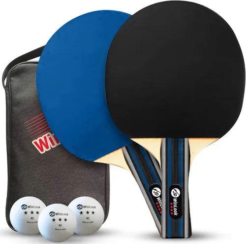 JP WinLook Juego de palas de ping pong, juego de paletas de tenis de mesa portátil con palas de ping pong, estuche profesional y pelotas de ping